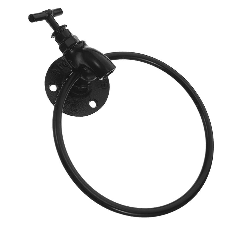 Black Iron Wall Mounted Towel Ring For Bathroom Kitchen Hand Towel Holder - Image 2