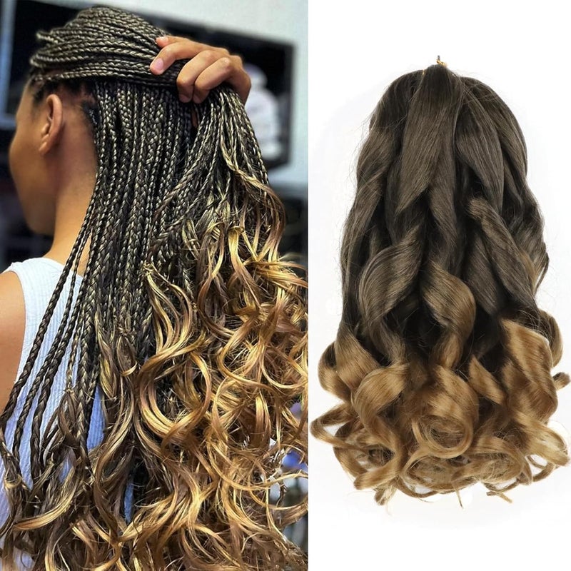 datanala French Curly Braiding Hair 14 Inch 8Pack/lot Loose Wavy Spiral Curl Braids Crochet Hair Deep Wave Synthetic Extensions Pre Stretched Bouncy(T27#) - Image 1