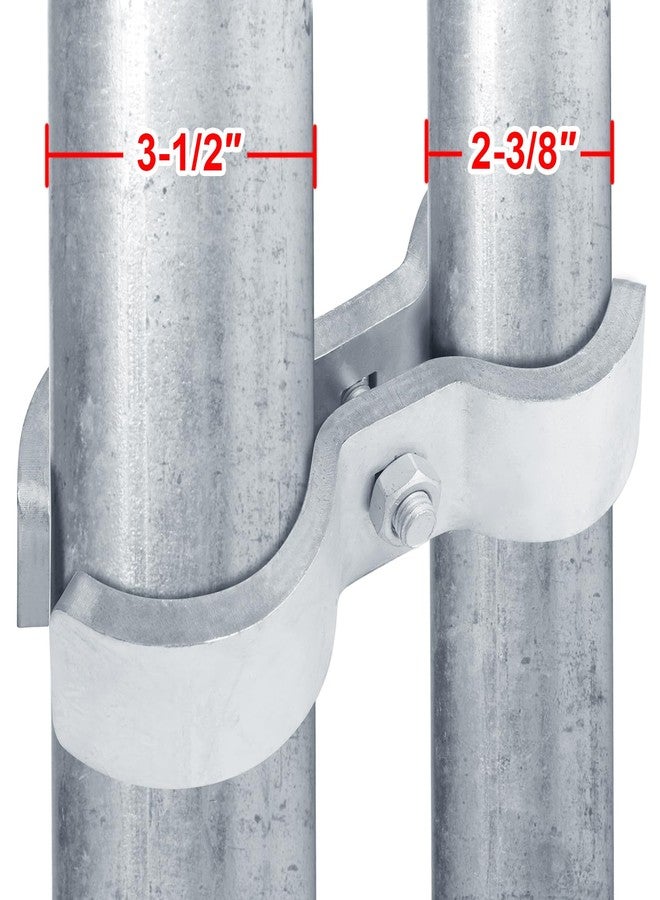 eoere 2 Sets Chain Link Heavy Fence Panel Clamps, Saddle Dog Kennel Clamp for 3-1/2" x 2-1/2"(Actual 2-3/8" OD) Fence Post, Livestock Stall, 5/16" Thick - Image 4