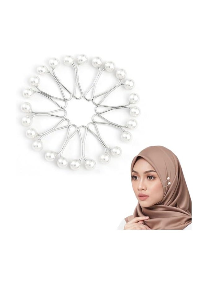 Sky Shine 12PCS Premium Hijab Pins – Crystal & Pearl Brooch Pins for Scarves, Headscarves, Shawls, Wedding Dresses & Abayas – Decorative Safety Clips White Color - Image 1