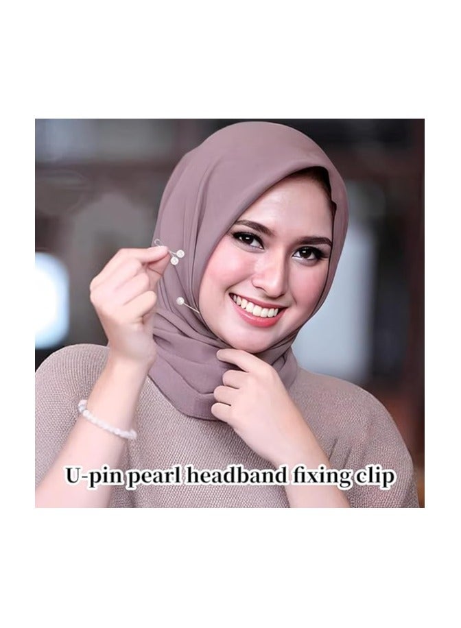 Sky Shine 12PCS Premium Hijab Pins – Crystal & Pearl Brooch Pins for Scarves, Headscarves, Shawls, Wedding Dresses & Abayas – Decorative Safety Clips White Color - Image 2