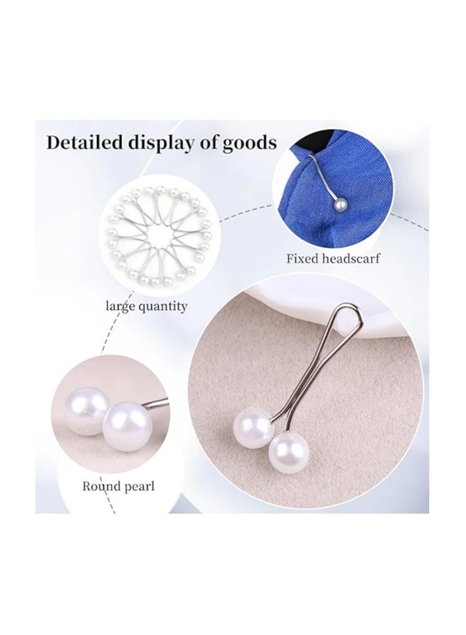 Sky Shine 12PCS Premium Hijab Pins – Crystal & Pearl Brooch Pins for Scarves, Headscarves, Shawls, Wedding Dresses & Abayas – Decorative Safety Clips White Color - Image 3