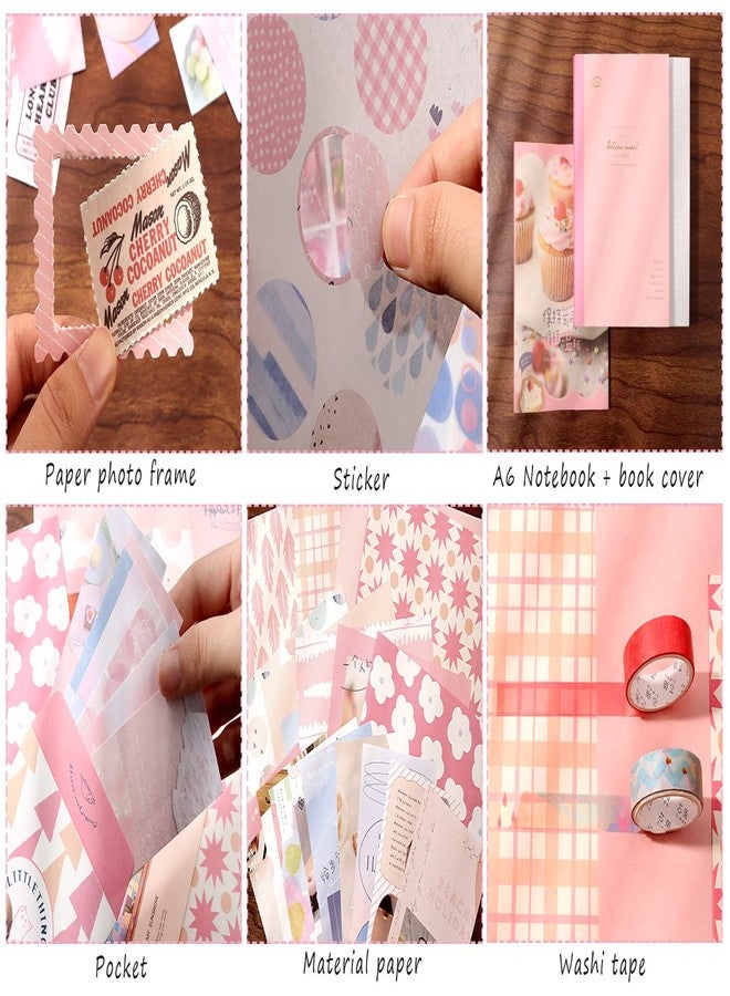 Draupnir مجموعة دروبنير الورقية الوردية اللطيفة بتصميم كاواي (348 قطعة)، مجموعة دفتر قصاصات مع لوازم التدوين/القصاصات، أدوات مكتبية، دفتر ملاحظات A6 بصفحات مربعة، هدية مثالية للفتيات المراهقات - Image 4