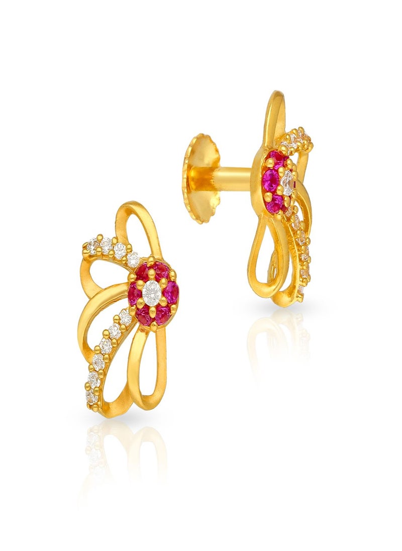 Malabar Gold and Diamonds 22k 916 Purity Gold Studs Earrings for Women DZER378Y  - Image 1