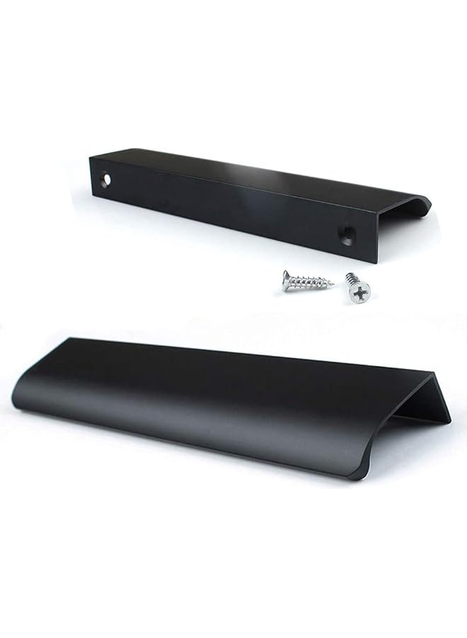PROMASS 10 Pack Modern Style Finger Edge Pull Furniture DrawerHandles Hidden Cabinet Kitchen Drawer Handles Knobs,Black 150mm - Image 1
