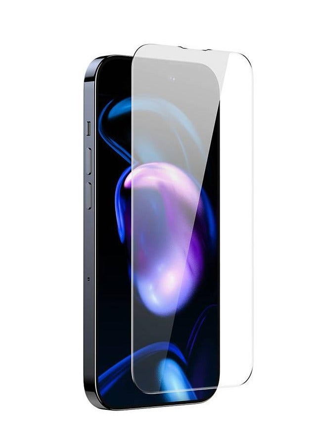 Baseus 0.3mm Crystal Privacy Protection All-Tempered-Glass Screen Protector for iP 14 Pro (Pack of 2 with EasyStick Film Application Tool And 2 Cleaning Kits) - Clear - Image 2