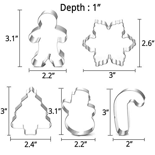 SOSOHOME Christmas Cookie Cutter Set - 5 Piece Holiday Cookies Molds - Snowman, Christmas Tree, Gingerbread Man, Candy Cane, Snowflake - Image 2