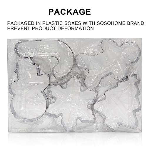 SOSOHOME Christmas Cookie Cutter Set - 5 Piece Holiday Cookies Molds - Snowman, Christmas Tree, Gingerbread Man, Candy Cane, Snowflake - Image 3