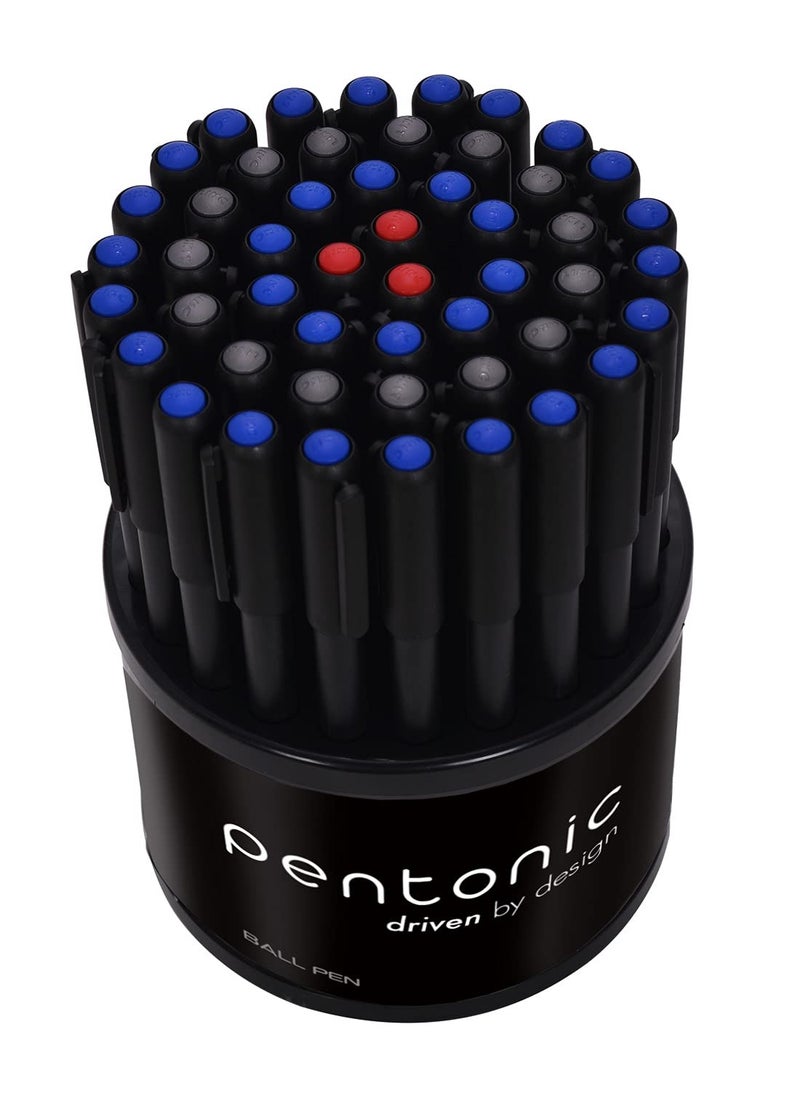 Pentonic Pentonic 0.7mm Ball Point Pen Tumbler Pack | Black Body | Blue, Black & Red Ink | Pack of 50 Pens  - Image 3
