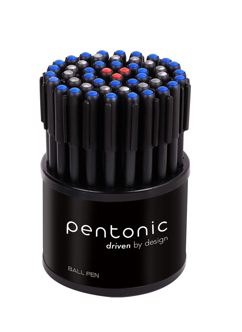 Pentonic Pentonic 0.7mm Ball Point Pen Tumbler Pack | Black Body | Blue, Black & Red Ink | Pack of 50 Pens  - Image 2