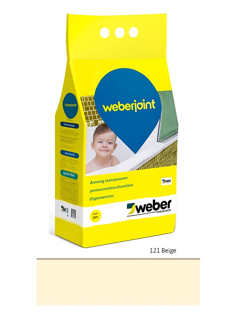 Weber Tile Grout 5kg(BEIGE) Cement Based Pre Mixed Tile Joint Grout, Easy To Apply for Wall & Floor Tiles - Image 1
