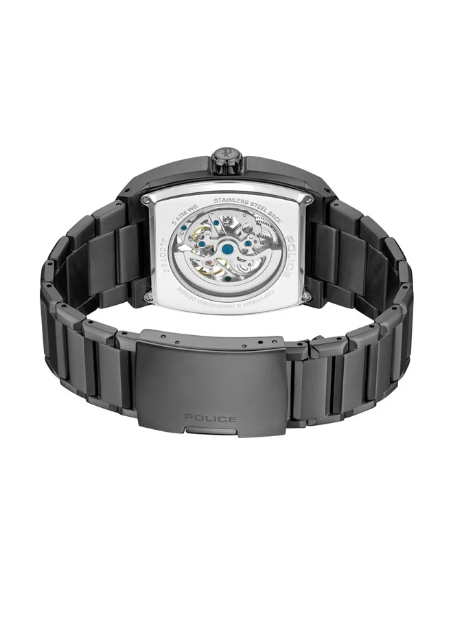 POLICE Men's Skeletor 42mm Men's Automatc Watch with Matte Black Dial & 316L Stainless Steel Bracelet
