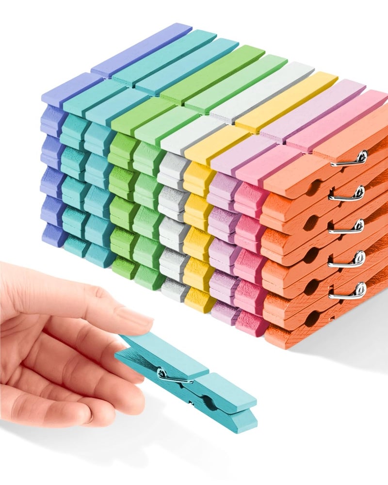 SF SOONEAT Clothes Pins Colored Clothespins Wooden Cheer Pins 50-Pack 2.9 Inch Close Pins 10 Pastel Macaron Colors - Colorful Painted Pegs for Crafts Photo Hanging, Decorative Spirit Clip Classroom Decorations - Image 1