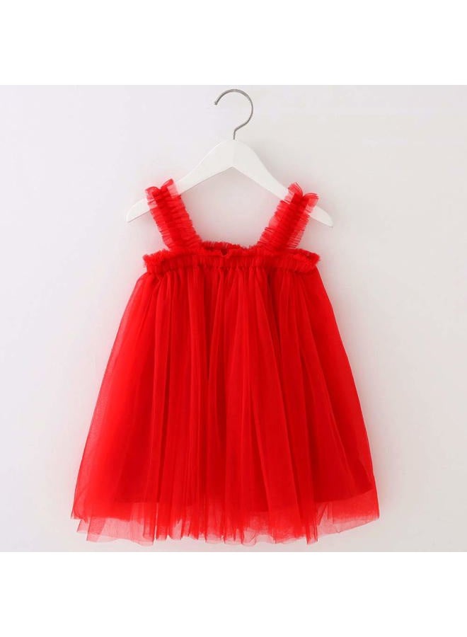 BGFKS Layered Tulle Tutu Dress for Toddler Girls,Baby Girl Rainbow Tutu Princess Skirt Set with Flower Headband., Red, 18 Months - Image 3
