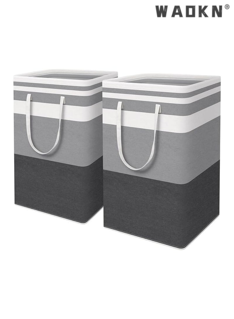 WAOKN 2pack Laundry Hamper, 75L Large Collapsible Tall Laundry Basket with Handles, Water Resistant Freestanding Clothes Hamper, Storage Basket, Storage Bags for Clothes Toys,24.4" (H) - Image 1