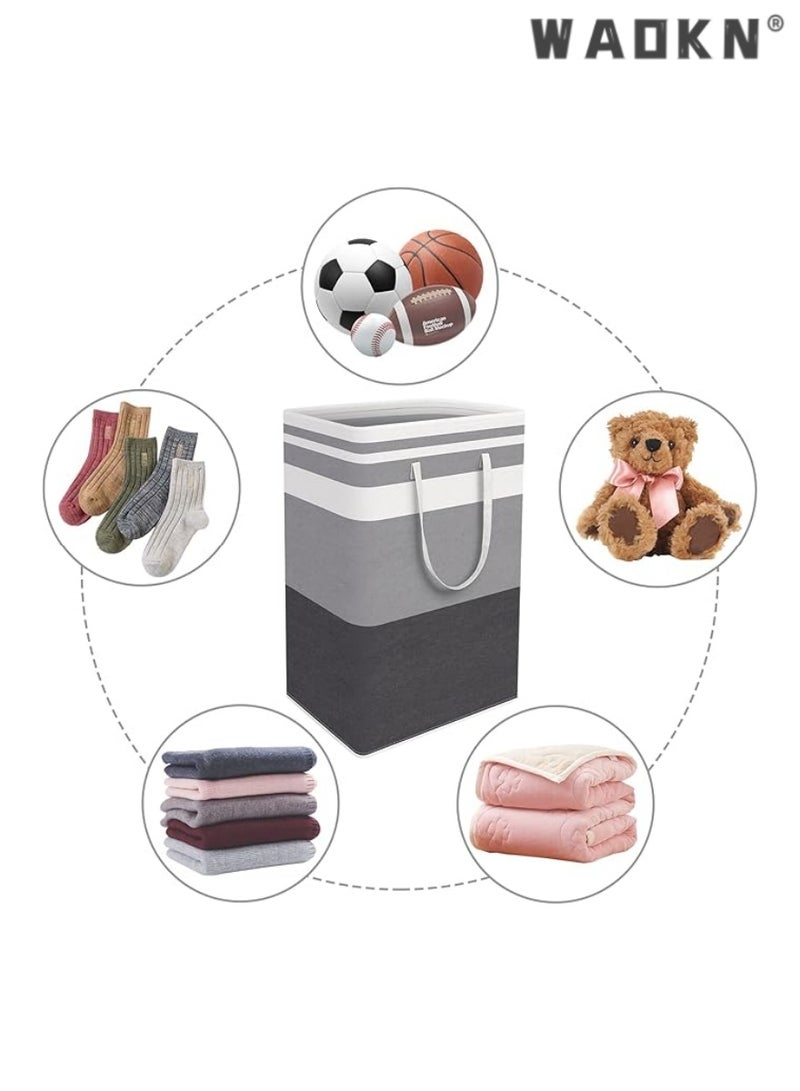 WAOKN 2pack Laundry Hamper, 75L Large Collapsible Tall Laundry Basket with Handles, Water Resistant Freestanding Clothes Hamper, Storage Basket, Storage Bags for Clothes Toys,24.4" (H) - Image 5