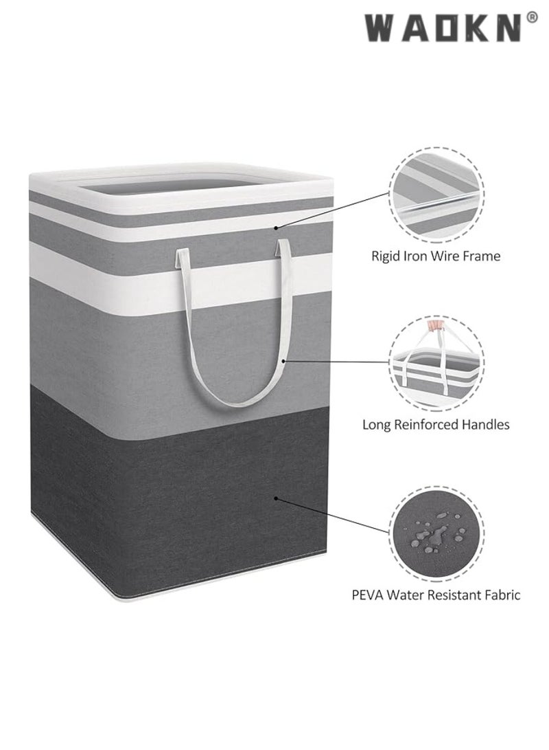 WAOKN 2pack Laundry Hamper, 75L Large Collapsible Tall Laundry Basket with Handles, Water Resistant Freestanding Clothes Hamper, Storage Basket, Storage Bags for Clothes Toys,24.4" (H) - Image 2