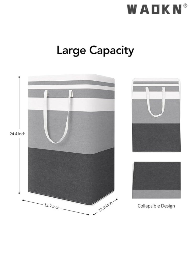 WAOKN 2pack Laundry Hamper, 75L Large Collapsible Tall Laundry Basket with Handles, Water Resistant Freestanding Clothes Hamper, Storage Basket, Storage Bags for Clothes Toys,24.4" (H) - Image 3