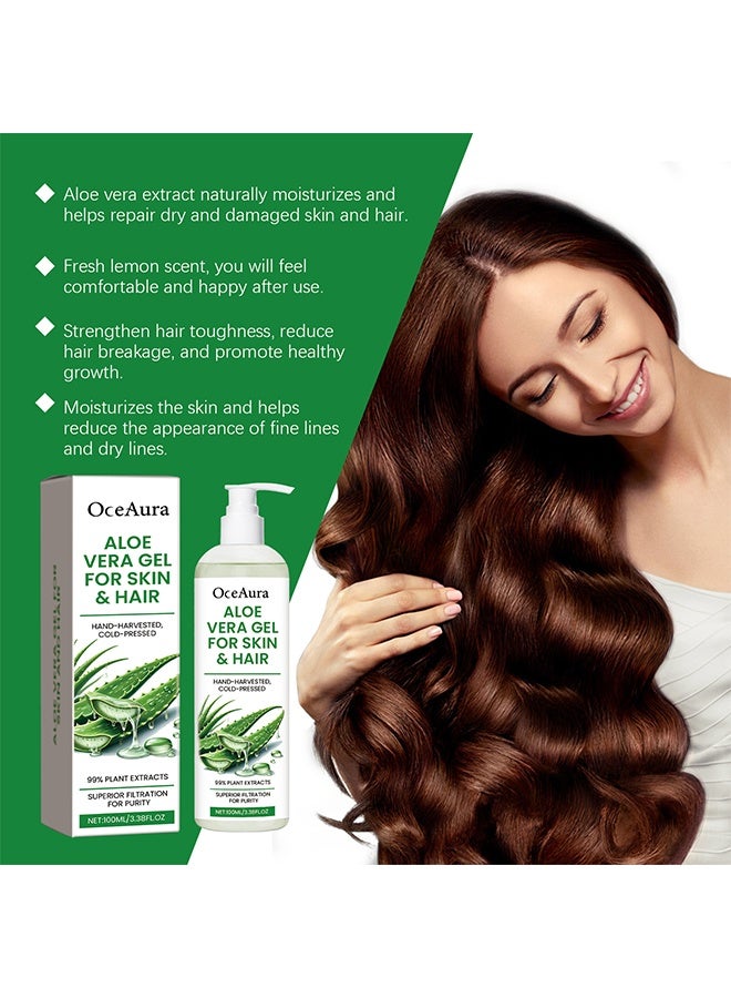 OceAura Aloe Vera Gel for Skin & Hair, Soothing Gel Moisturizer for Face and Body, Lightweight Non-Sticky Aloe Gel for Sunburn Relief and After Sun Care (100ml) - Image 5