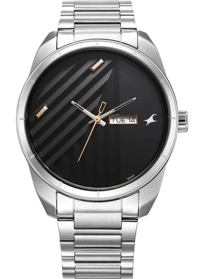 TITAN Men's Analog with Day & Date Display Watch With Silver Stainless Steel Strap - 3313SM01