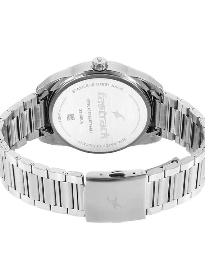 TITAN Men's Analog with Day & Date Display Watch With Silver Stainless Steel Strap - 3313SM01