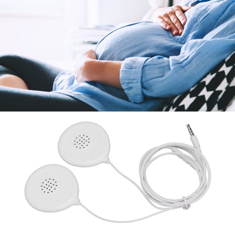 ZERONE Prenatal Belly Headphone, Baby Heartbeat Monitor Pregnancy Prenatal Belly Speakers Music Splitter 12 Sticker Prenatal Belly Headphone Pregnancy Headphone for Women Mother White - Image 3