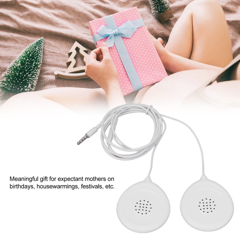 ZERONE Prenatal Belly Headphone, Baby Heartbeat Monitor Pregnancy Prenatal Belly Speakers Music Splitter 12 Sticker Prenatal Belly Headphone Pregnancy Headphone for Women Mother White - Image 2