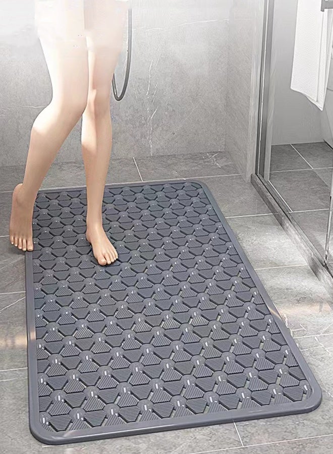 Kutis Non Slip Bath Mat Toilet Floor Mat Bathroom Bathtub Mat with Suction Cups  PVC Grey 36 X 67 cm. - Image 1