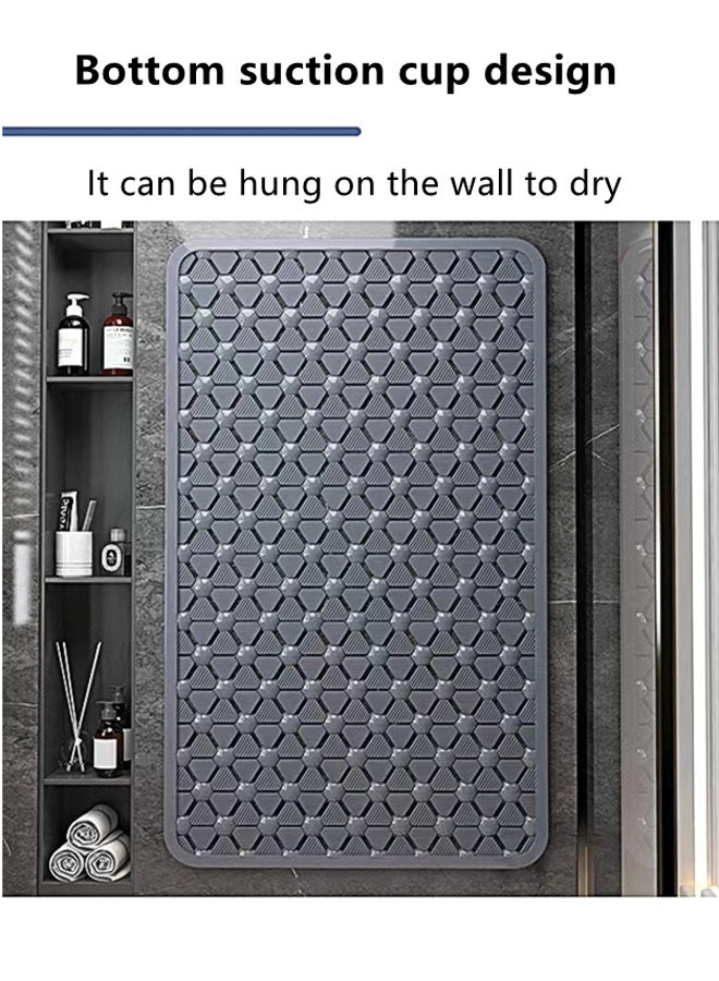 Kutis Non Slip Bath Mat Toilet Floor Mat Bathroom Bathtub Mat with Suction Cups  PVC Grey 36 X 67 cm. - Image 5