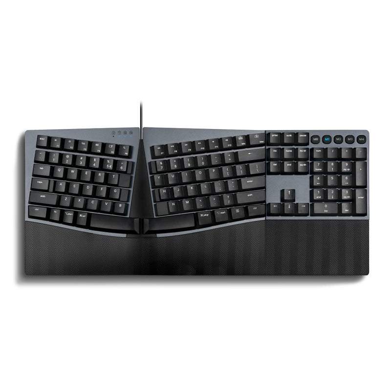 Perixx PERIBOARD-535RD Wired Ergonomic Mechanical Split Keyboard - Low-Profile Red Linear Switches - Programmable Feature with Macro Keys - Compatible with Windows and Mac OS X - US English, Black - Image 1