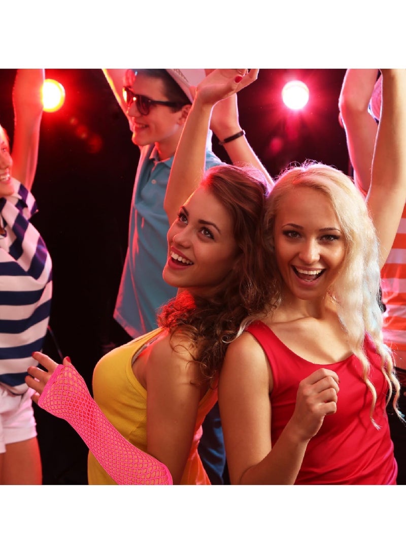 SUNSAR 2 Pairs Fishnet Gloves Fingerless Long Mesh Gloves for Women Fishnet Arm Sleeves (Rose Red) - Image 3