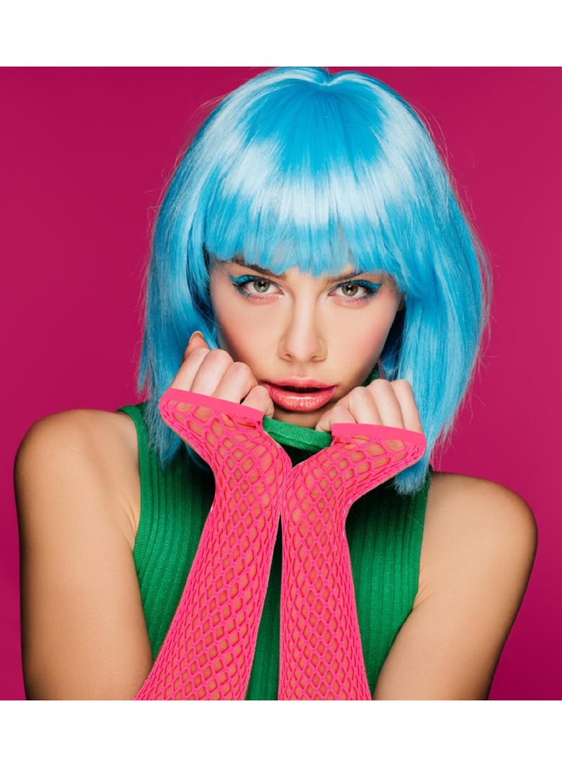 SUNSAR 2 Pairs Fishnet Gloves Fingerless Long Mesh Gloves for Women Fishnet Arm Sleeves (Rose Red) - Image 5