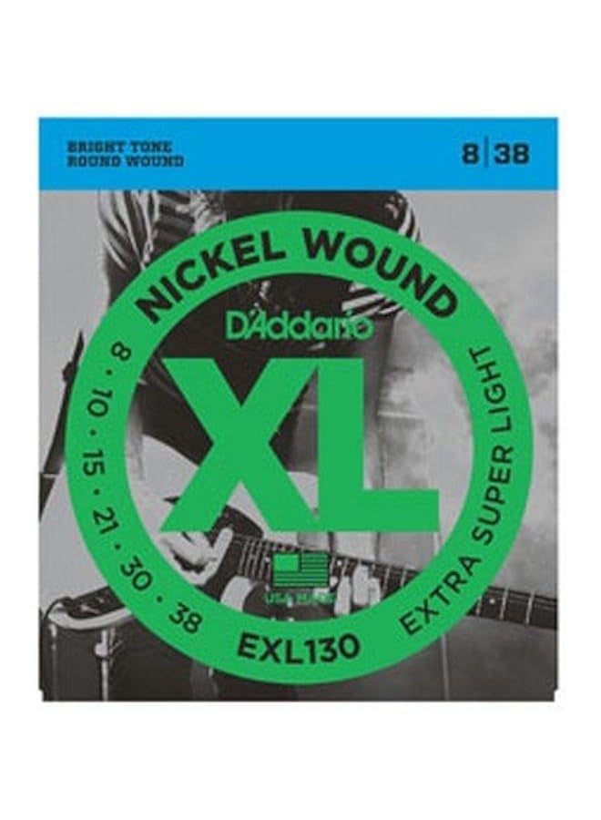 D'Addario EXL130 Nickel Wound Electric Guitar Strings, Extra-Super Light, 8-38 (5 Pack)