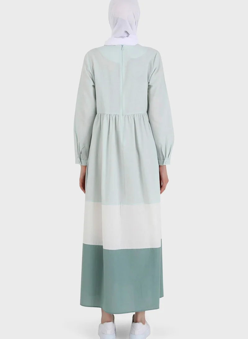 Refka by modanisa Color Block Tiered Dress