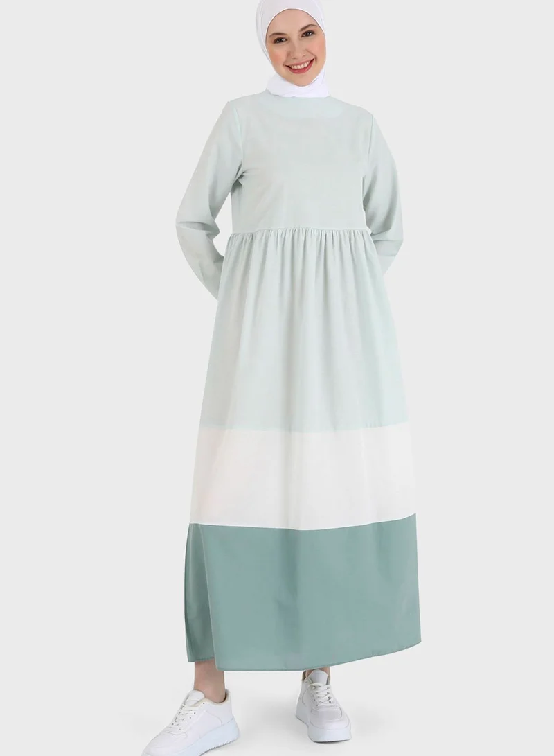 Refka by modanisa Color Block Tiered Dress