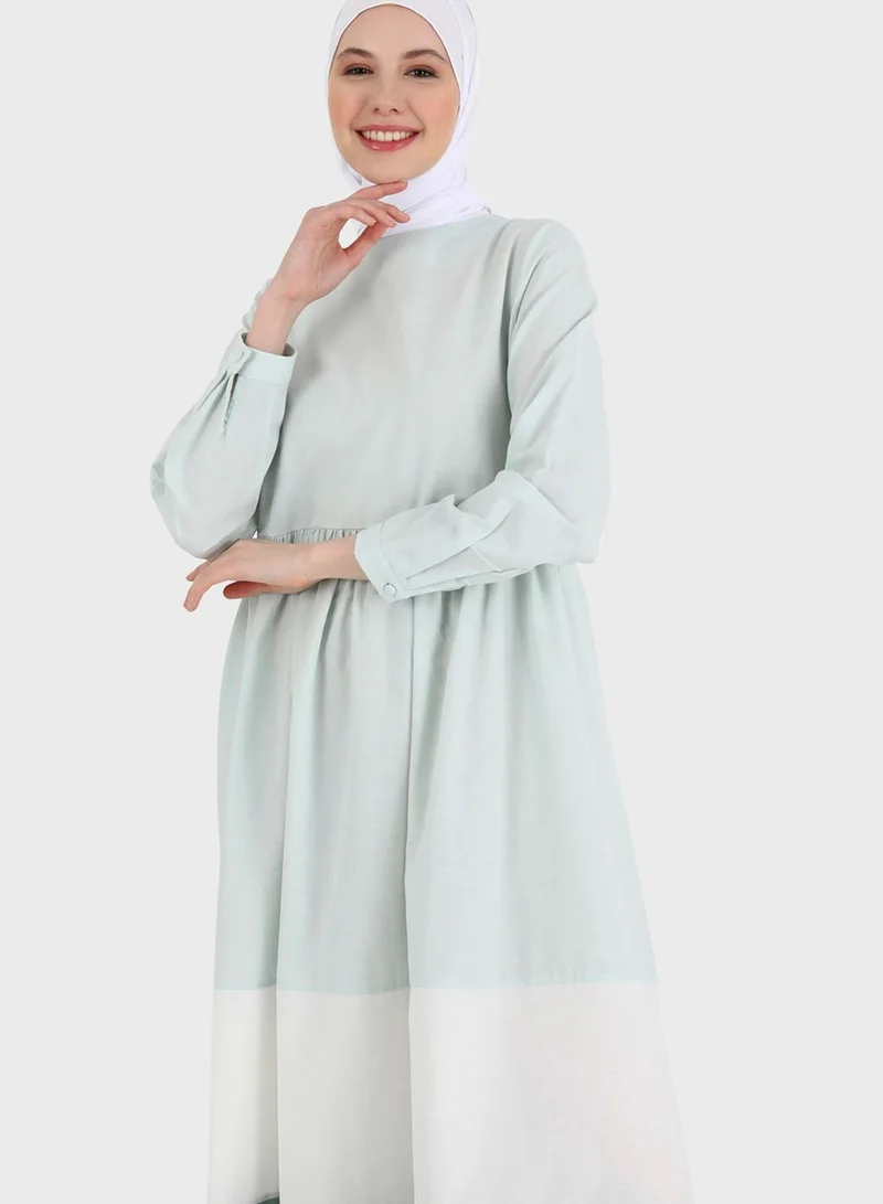 Refka by modanisa Color Block Tiered Dress