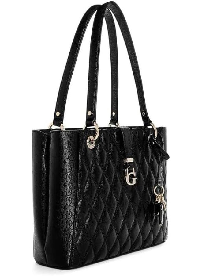 GUESS Adi Noel Tote – Black Quilted Faux Leather with Gold Hardware - Image 2