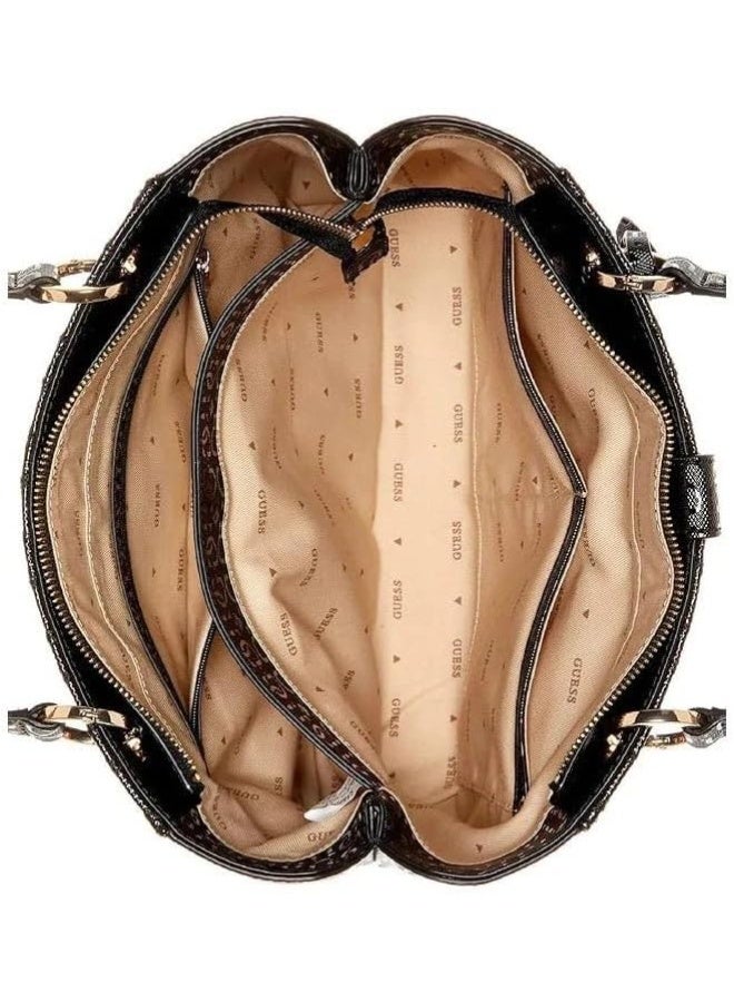 GUESS Adi Noel Tote – Black Quilted Faux Leather with Gold Hardware - Image 4