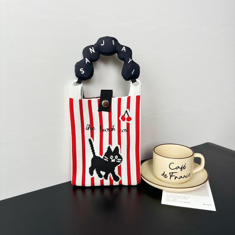 Advanced Sense Ins New Mobile Phone Bag Cute Cartoon Knitted Bag Niche Design Trendy Shoulder Crossbody Shoulder Bag - Image 1