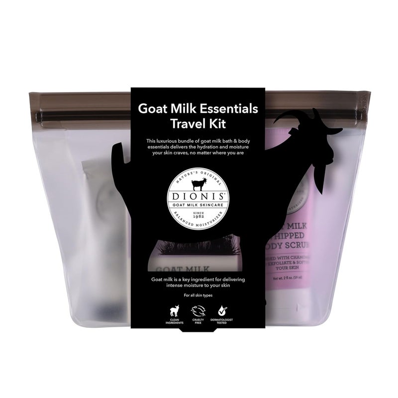 Dionis Goat Milk Skincare Lavender Blossom 6 Pc Self Care Essentials Travel Set  Bar Soap Shave Butter Hand Cream Body Lotion  Whipped Sugar Body Scrub In Resealable Leak Resistant Carrying Case
