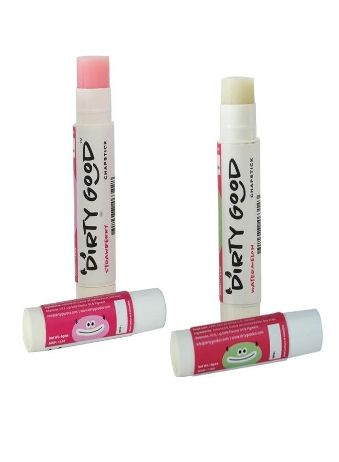 Dirty Good Kids Lip Balm Pack of 2 (5g Each) - Strawberry & Watermelon|Moisturising for Dry, Chapped Lips|Non-Sticky & Long Lasting | Shea Butter & Vitamin E | Preservative, Paraben & Phthalates Free - Image 1