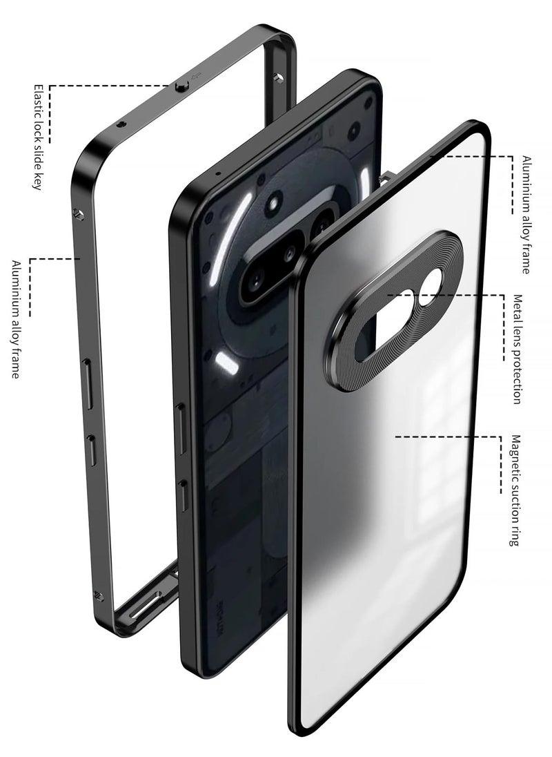 General Metal Frame Case Compatible with Nothing Phone 3A (2025), Elastic Buckle Frosted Backboard and PC Backboard Metal Frame, Anti Shock and Anti Fall Cover for Nothing Phone 3A  - Image 2
