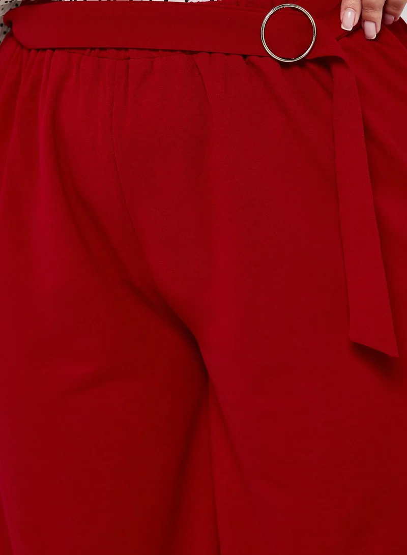 Ella Plus Belted Detail Flared Pants