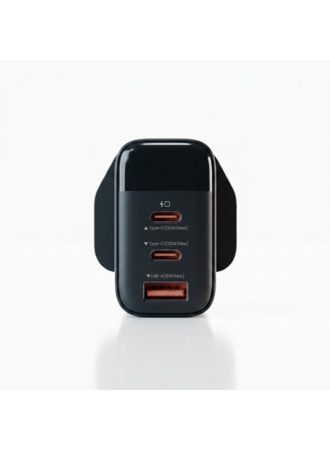 FIFTH ELEMENT PULSE Firefly 65W GaN 3-Port USB-C Laptop & Phone Charger with Digital Watt Display – Black - Image 4