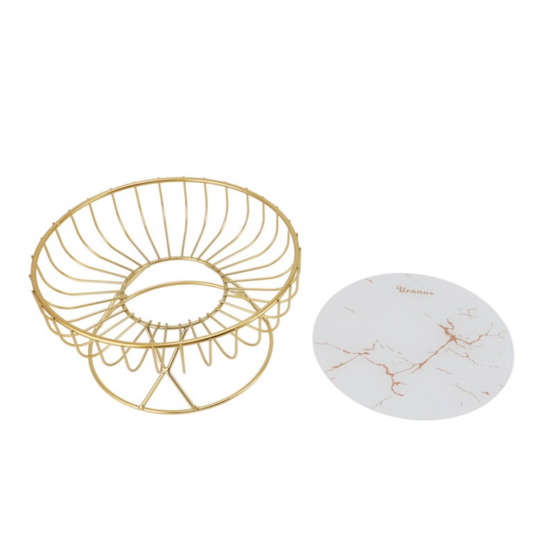 Round Wire Fruit Holder: Large Capacity Hollow Design Metal Fruit Bowl - Rust Resistant Durable Metal Fruit Basket for Kitchen Counter Dining Table - Image 1