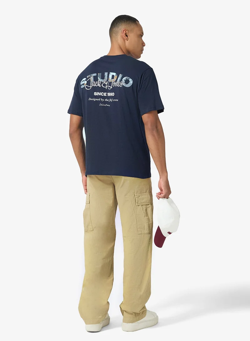 JACK & JONES  Text Print Regular Fit T-Shirt for Men | Best Price UAE