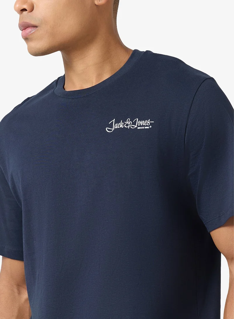 JACK & JONES  Text Print Regular Fit T-Shirt for Men | Best Price UAE