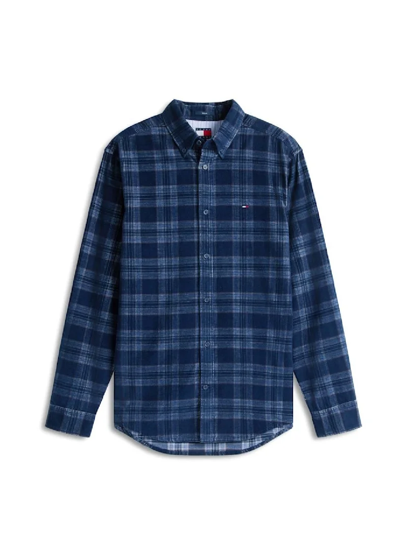 Tommy Jeans Dark Night Navy/Check Regular Fit Prince Of Wales Check Corduroy Shirt for Men | Best Price UAE