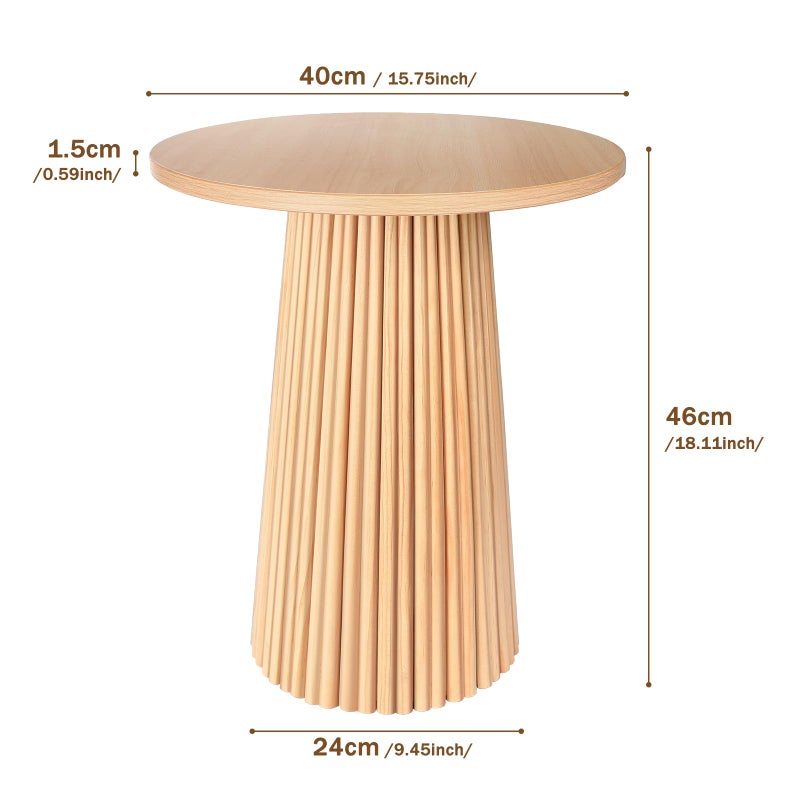 ZYBT Fluted Round Side Table, Small Rattan Boho Accent End Tables Modern Bedside Table, Indoor Plant Stand, Rustic End Tables for Living Room Bedroom Office Balcony - Image 3