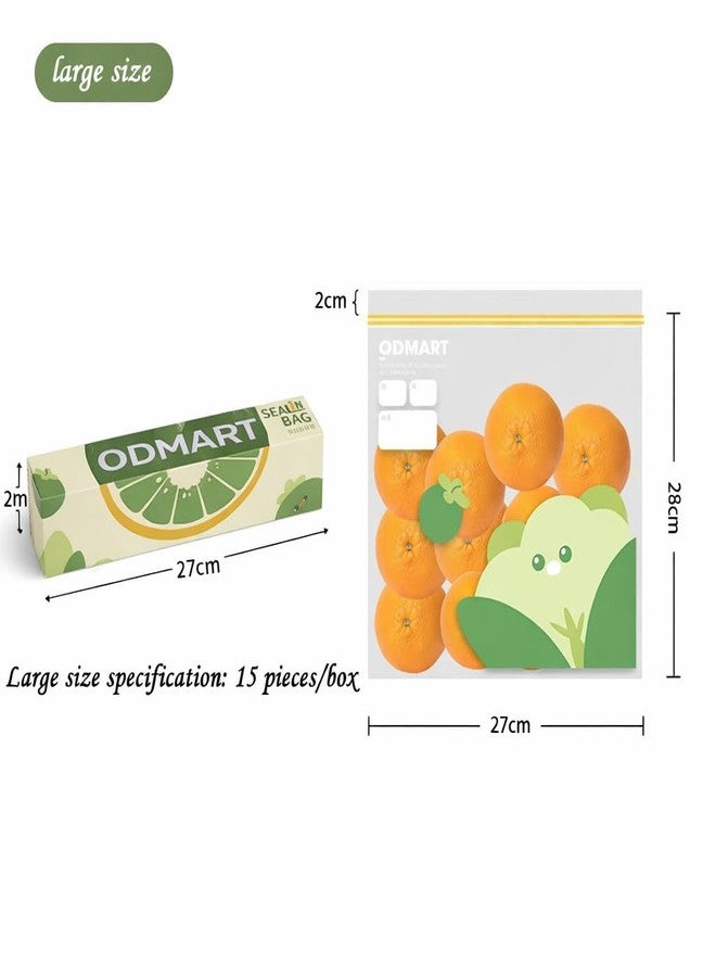 ODMART Reusable Food Storage Bags with Double Zip Closure | Thick Plastic Refrigerator & Freezer Storage Pouches for Vegetables, Fruits & Kitchen Organization 27x28CM (Pack of 15) - Image 4